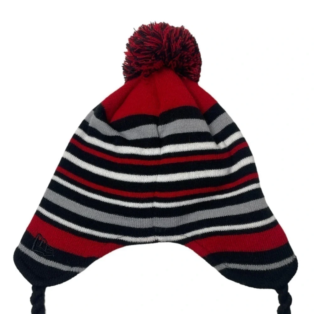 New Era Chicago Bulls Striped Beanie Tassel Pom Hat